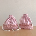 いちご×ハートのお弁当袋、コップ袋のセット、女の子