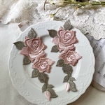 1枚 綺麗 薔薇 花 フラワー 刺繍 ケミカルレース モチーフ アップリケ BK220618-M2 ハンドメイド 手芸 素材