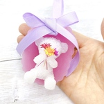 花束くまちゃんのアロマワックスサシェ（桃）