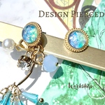 ☆半額SALE☆【2→4pcs】カラフルラウンドピアス/ゴールド×ブルー/pp112