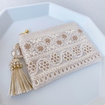 インド刺繍のファスナーポーチ