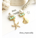 ☆コットンパールとシェル、ヒトデのビジューピアス☆イヤリングも変更♡