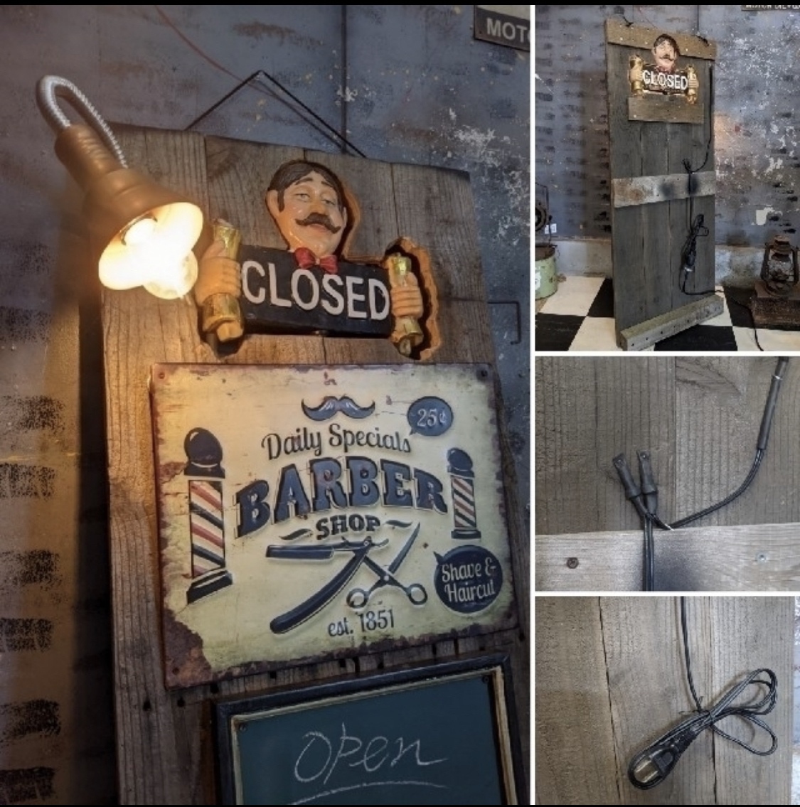 カットハウス 立掛け式 看板（黒板） 理容室の看板 オープン&クローズ看板 カットハウス 立掛け式 看板（黒板） 理容室の看板 オープン