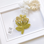 丸花yellowFlowerビーズ刺繍ブローチ