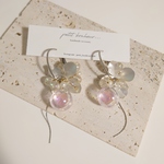 SALE♡ガラスドーム×メタルフラワー　オーバルフープピアス
