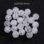 N2442-4mm  90個  天然石ビーズ 合成クラック水晶 丸玉 4mm  3X（30ヶ）