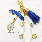 blue bird☆蝶が舞う空に☆バッグチャーム