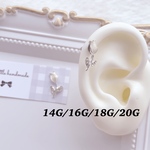 ⸜🌷︎⸝シルバー チューリップ ラインストーン 軟骨ピアス 14G/16G/18G/20G♡量産型 地雷系 ボディピアス ⸜🌷︎⸝