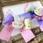 ゆめかわたらりんりぼん♡うさぎちゃんキラキラハート♡チュール♡キッズリボン♡レインボー♡プチギフト💛ヘアゴム２点セット