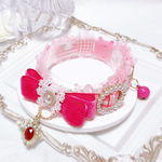 【感謝価格】首輪♡ローズパッチワーク柄レッドピンク♡