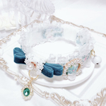 再販【感謝価格】首輪♡フラワー柄ピーコックグリーン♡