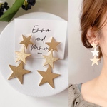 星　モチーフ　結婚式　パーティ　ウェディング　スター　3連　✨毎日ピアス✨大ぶりピアス　フープ