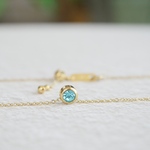 ずっとが叶う☆金属アレルギー対応〇サージカルステンレス〇一粒ネックレス　アクアマリン（ゴールド）
