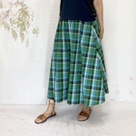 夏！エレガスリーク＊播州織のサマーグリーンチェックロングスカートBy Aki []Gk2