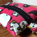２役◎表裏一体 ウェットティッシュケース＋ポケットティッシュケース パンダイラストコレクション［赤］ ラミネートポーチ メイク落とし 汗拭きシート 