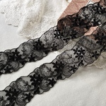 ＊再入荷＊1m 美しい 花 フラワー 刺繍 チュールレード ブレード 黒 BK220705 ハンドメイド 手芸 素材 材料