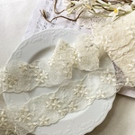 ＊再入荷＊1m 美しい 花 フラワー 刺繍 チュールレード ブレード ベージュBK220706 ハンドメイド 手芸 素材 材料