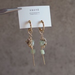 イヤリング｜2way hoop〈green〉earring｜フープ 天然石 アクアマリン ラブラドライト 夏アクセ
