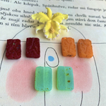 【3ペア6コセット】JIRI＊IVANA#czech beads#チェコビーズ　sea glass  rectangle 17✖️10㍉ mixassort