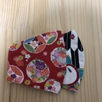 【新柄】大人用立体マスク　I93 布マスク  和風　和柄　花柄　七宝花輪文様 ピンク　×  ハリネズミ　ハンドメイド
