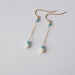 【14kgf】ターコイズ×シェル夏ピアス