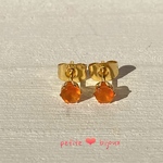 カーネリアン 4mm サージカルステンレス製 ピアス ゴールドカラー