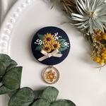 【送料無料】ひまわり×かすみ草の刺繍ポニーフック/ヘアゴム