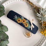 【送料無料】ひまわり×かすみ草の刺繍バレッタ