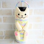 猫なドリンクボトル・ペットボトルカバー（内径6.5cm）【白猫・パープルソーダー・ライトイエロー】
