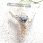 ※送料無料※【MERー6】ハンドメイド　リング　白　シンプル　サージカルステンレス　フリーサイズ　デンドライトオパール