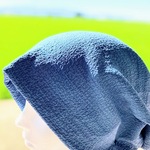 ★サラサラ生地の淡いみ空色の医療用帽子★ガーデニング帽子★ケア帽子