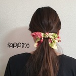 tie up　リボン　ヘアゴムorバレッタ ボタニカル　レッドフラワー