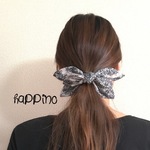 tie up　リボン　ヘアゴムorバレッタ ダマスク柄