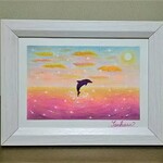 海とイルカのパステルアート　トワイライト・ドルフィン
