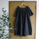 natural*(M~L)スカラップレース半袖チュニック*ブラック
