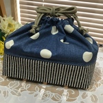 【再5】大きなお弁当袋❤️デニムドット大人用