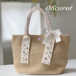 新作　5点限定　カゴバッグ　リボンカゴバッグ　白　ビジューカゴバッグ　パールカゴバッグ　ハンドバッグ　ミニカゴバッグ