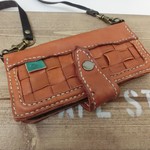 メッシュレザーの手帳型スマホケース＊アイフォン６用＊キャメル色