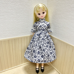 リカちゃん　チャイナ風ワンピース　花柄