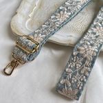 インド刺繍リボンのショルダーストラップ(水色)長め