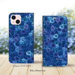 帯なし iPhone 手帳型スマホケース （カメラ穴あり/はめ込みタイプ）【Elegant BLUE ROSE《エレガント・ブルーローズ》】iPhone各種（名入れ可）