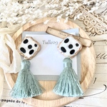 ダルメシアン✖️ミントグリーンのタッセルピアス♡イヤリング♡