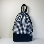 【お名前刺繍無料サービス】ギンガムチェック柄（黒）★ 体操袋★