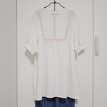 ♡手編みレース付き白桃色のチュニックブラウス♡