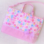 New！大きめサイズ　北欧風　女の子らしいレッスンバッグ　♡ショルダー＆リボンチャーム♡　
