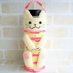☆12ac56様　お取り置き品☆～猫なドリンクボトル・ペットボトルカバー（内径6.5cm）【白猫・アプリコットピンクマーブル・ライトイエロー】
