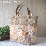 シックなプリント＊ヘキサゴンつなぎのトートバッグ12＊