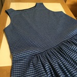 ブロックチェックのギャザーワンピース　ネイビー