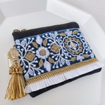 インド刺繍のファスナーポーチ