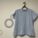大人のデイリーTシャツ　プチハイネック　コットン　ライトブルー